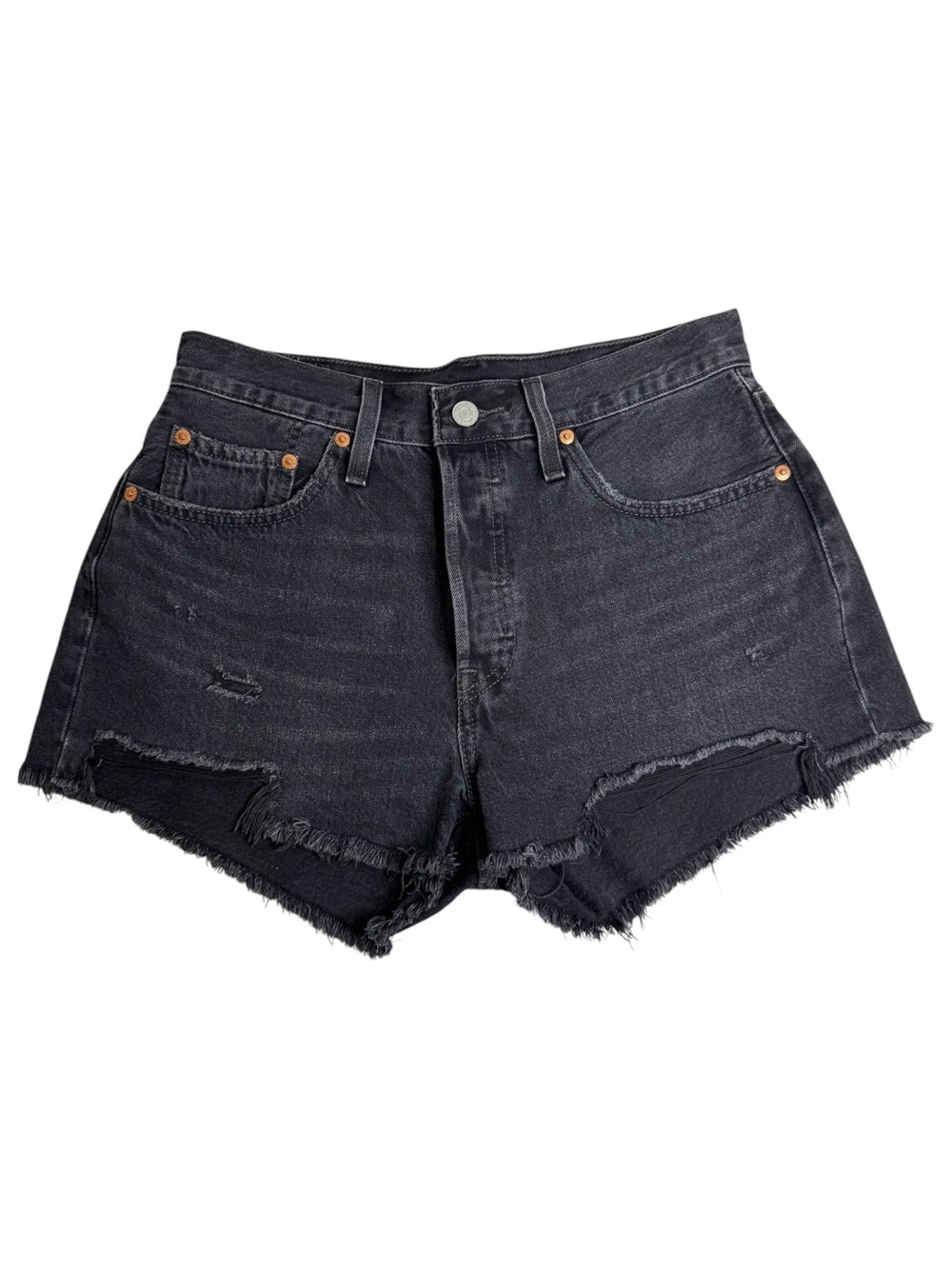 Levi’s Cut Off Button Fly Black Jean Shorts